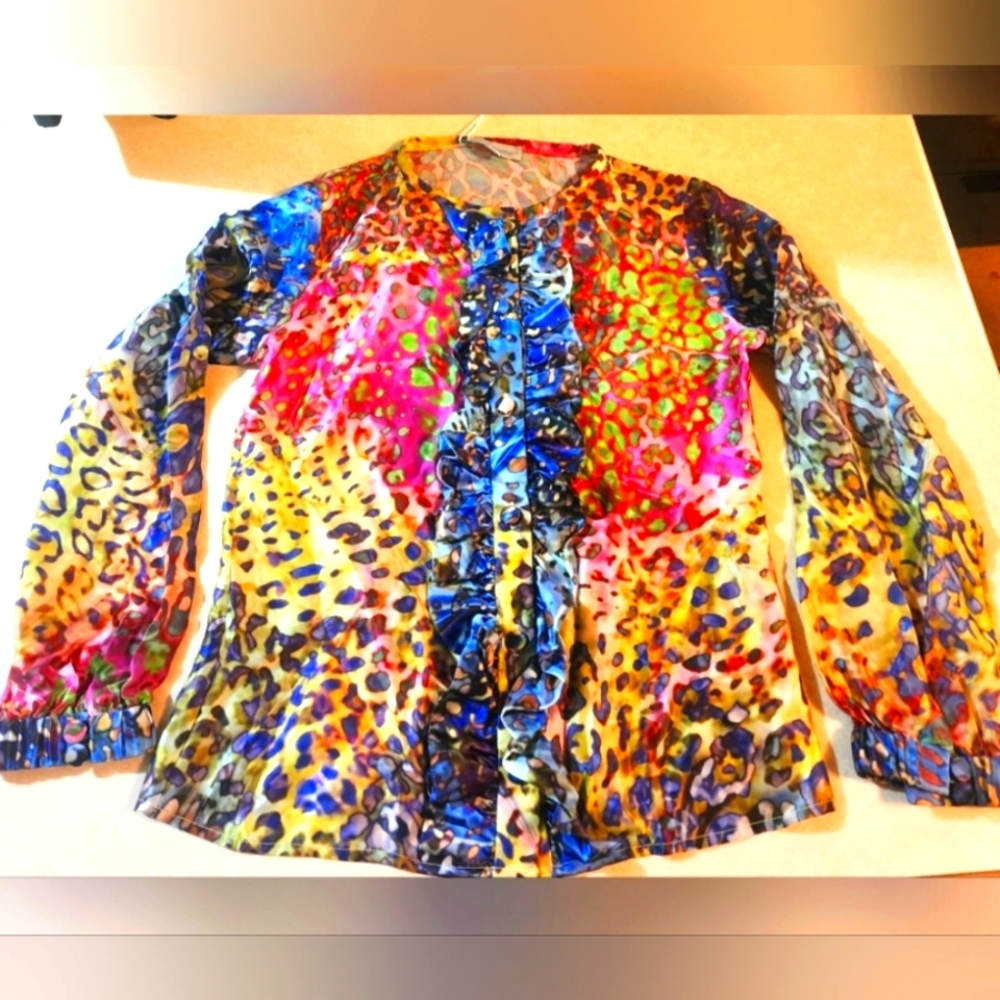 NWT Alivia Simone 100% silk leopard blouse